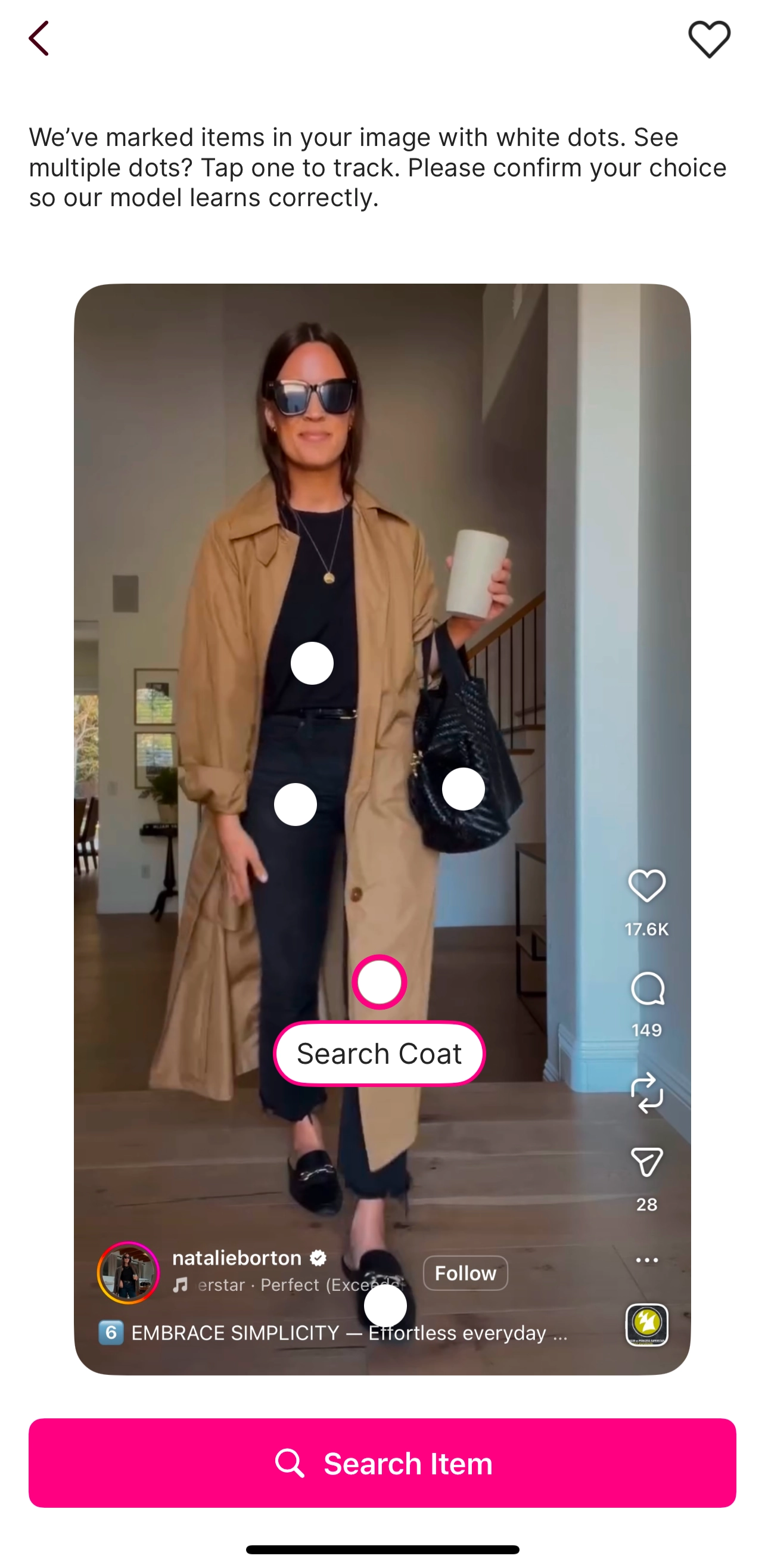 Select the item to search for in the Hey Savi app